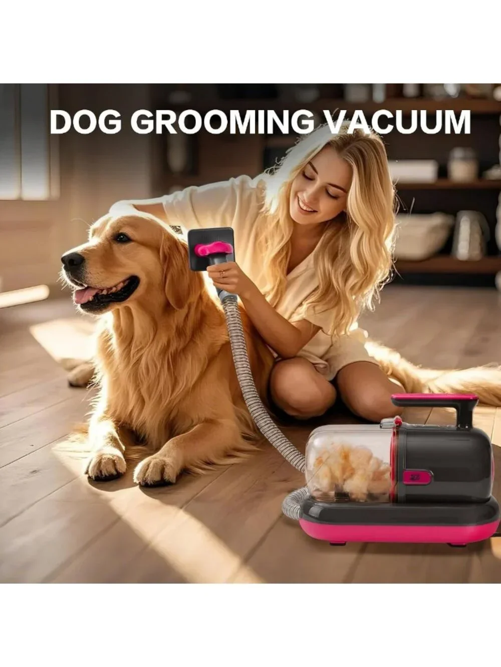 Pet Grooming Vacuum Kit with Clippers & Nail Grinder, Low-Noise Shedding Vacuum